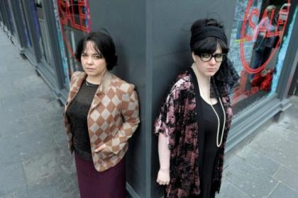 Mairi MacKenzie, left, and Claire 
Biddles are fascinated by  Glaswegians' love of glamming  up for a night out  
Pictures: Kirsty Anderson